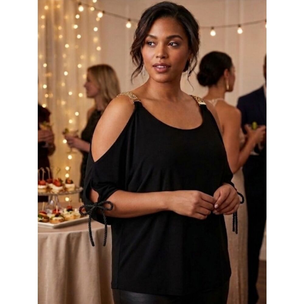 Michael Micharl Kors top Sz L Black w/chains